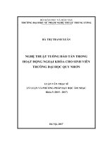 Nghệ thuật tuồng đào tấn trong hoạt động ngoại khóa cho sinh viên trường đại học quy nhơn 