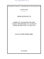 LUẬN án TS NGHIÊN cứu THÀNH PHẦN hóa học và HOẠT TÍNH SINH học của 3 LOÀI cây THUỘC họ THẦU dầu của VIỆT NAM 