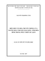 Biến đổi văn hóa truyền thống của người Thái ở huyện Mai Châu, tỉnh Hòa Bình trong phát triển du lịch