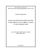 Quản lý di tích lịch sử khu lăng mộ và đền thờ các vị vua triều lý, thị xã từ sơn, tỉnh bắc ninh 