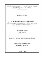 Xác định cơ sở khoa học phục vụ cho công tác quy hoạch bảo vệ và phát triển rừng huyện đà bắc   tỉnh hòa bình 