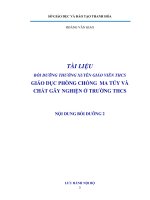 BỒI DƯỠNG THƯỜNG XUYÊN GIÁO VIÊN THCS GIÁO dục PHÒNG CHỐNG  MA túy và CHẤT gây NGHIỆN ở TRƯỜNG THCS 