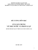 ĐỀ CƯƠNG MÔN HỌC  LÍ LUẬN CHUNG  VỀ NHÀ NƯỚC VÀ PHÁP LUẬT (DÀNH CHO ĐÀO TẠO CỬ NHÂN LUẬT CHẤT LƯỢNG CAO)
