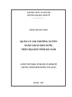 quản lý chi thường xuyên ngân sách nhà nước trên địa bàn tỉnh hà nam