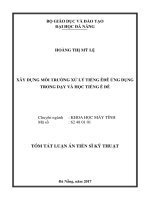 Xây dựng môi trường xử lý tiếng ê đê ứng dụng trong dạy và học tiếng ê đê (tt) 