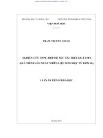 LUẬN án TS NGHIÊN cứu TỔNG hợp hệ xúc tác HIỆU QUẢ CHO QUÁ TRÌNH sản XUẤT NHIÊN LIỆU SINH học từ rơm rạ 