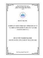 Nghiên cứu hoàn thiện quy trình tiền xử lý và chiết lutein ester từ hoa cúc vạn thọ (tagetes erecta l ) 