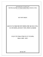 Quản lý lễ hội truyền thống phủ quảng cung, xã yên đồng, huyện ý yên, tỉnh nam định 