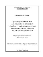 Quản trị kênh phân phối sản phẩm sữa cô gái hà lan của công ty trách nhiệm hữu hạn friesland campina việt nam tại thị trường quảng nam 
