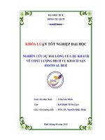 Nghiên cứu sự hài lòng của du khách về chất lượng dịch vụ khách sạn festival huế (tt) 