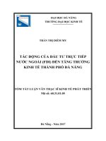 Tác động của đầu tư trực tiếp nước ngoài (FDI) đến tăng trưởng kinh tế thành phố đà nẵng 