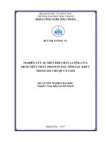 Nghiên cứu sự biến đổi chất lượng của dịch thủy phân protein đầu tôm sau khi ủ trong bã chượp cá cơm 