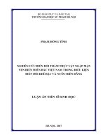 Nghiên cứu biến đổi thảm thực vật ngập mặn ven biển miền Bắc Việt Nam trong điều kiện biến đổi khí hậu và nước biển dâng