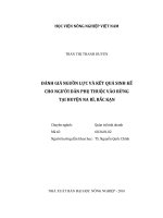 Đánh giá nguồn lực và kết quả sinh kế cho người dân phụ thuộc vào rừng tại huyện na rì, bắc kạn 