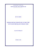Đánh giá kết quả  thu hút đâu tư trực tiêp nước ngoài trên địa bàn tỉnh bắc ninh 