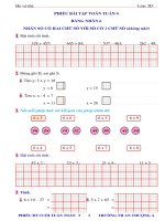 PHIẾU BÀI TẬP TOÁN CUỐI TUẦN 4 LỚP 3