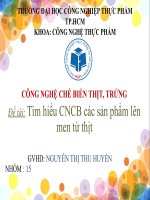Đề tài  tìm hiểu công nghệ chế biến các sản phẩm lên men rừ thịt