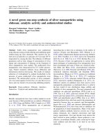 A novel method for the preparation of silver/chitosan-O-methoxy polyethylene glycol core shell nanoparticles