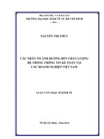 các nhân tố ảnh hưởng đến chất lượng  hệ thống thông tin kếtoán tại  các doanh nghiệp việt nam 