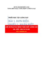 ỨNG DỤNG ĐẠO HÀM - PHIẾU ÔN TẬP VÀ GIẢNG DẠY - BÀI 1. ĐƠN ĐIỆU - PHIẾU 1. NHẬN BIẾT