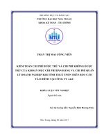 Kiểm toán chi phí được trừ và chi phí không được trừ của khoản mục chi phí bán hàng và chi phí quản lý doanh nghiệp khi tính thuế TNDN trên báo cáo tài chính tại công ty ac 