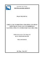 Chiến lược marketing cho dòng sản phẩm thời trang nam cao cấp merriman tại tổng công ty cổ phần dệt may hòa thọ (tt) 