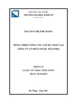 Hoàn thiện công tác lập dự toán tại công ty cổ phần dƣợc danapha (tt) 