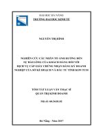 Nghiên cứu các nhân tố ảnh hưởng đến sự hài lòng của khách hàng đối với dịch vụ cấp giấy chứng nhận đăng ký doanh nghiệp của sở kế hoạch và đầu tư tỉnh kon tum (tt) 