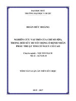 Nghiên cứu vai trò của chỉ số svo2 ừong hồi sức huyết động ở bệnh nhân phẫu thuật tim có nguy cơ cao (tt) 