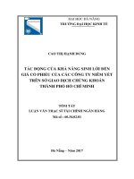 Tác động của khả năng sinh lời đến giá cổ phiếu của các công ty niêm yết trên sở giao dịch chứng khoán thành phố hồ chí minh (tt) 
