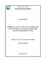Nghiên cứu việc vận dụng các chính sách kế toán trong các doanh nghiệp trên địa bàn thành phố đà nẵng (tt) 