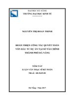 Hoàn thiện công tác quyết toán vốn đầu tư dự án tại sở tài chính thành phố đà nẵng (tt) 