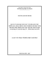 Quản lý giáo dục bản sắc văn hóa dân tộc thông qua hoạt động trải nghiệm cho học sinh trường Phổ thông Dân tộc Nội trú THCS Đại Từ  huyện Đại Từ  tỉnh Thái Nguyên (LV thạc sĩ)