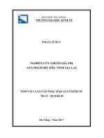 Nghiên cứu chuỗi giá trị sản phẩm hồ tiêu tỉnh gia lai (tt) 