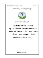 Nghiên cứu bào chế hệ tiểu phân nano nhằm tăng sinh khả dụng của curcumin dùng theo đường uống