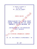 NÂNG CAO CHẤT LƯỢNG ĐỘI NGŨ CÁN BỘ, CÔNG CHỨC TẠI SỞ GIAO THÔNG VẬN TẠI TỈNH NGHỆ AN
