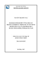 Đảm bảo sinh kế bền vững cho các hộ dân tái định cư trong dự án xây dựng đường dẫn cầu cửa đại đoạn qua huyện thăng bình, tỉnh quảng nam (tt) 
