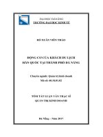 Động cơ của khách du lịch hàn quốc tại thành phố đà nẵng (tt) 