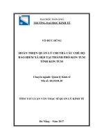 Hoàn thiện quản lý chi trả các chế độ bảo hiểm xã hội tại thành phố kon tum, tỉnh kon tum (tt) 