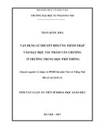 Vận dụng lí thuyết hồi ứng thâm nhập vào dạy học tác phẩm văn chương ở trường trung học phổ thông (tt) 