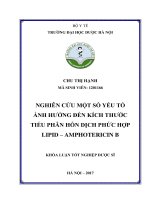 Nghiên cứu một số yếu tố ảnh hưởng đến kích thước tiểu phân hỗn dịch phức hợp lipid   amphotericin b 