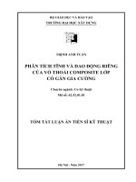 Phân tích tĩnh và dao động riêng của vỏ thoải composite lớp có gân gia cường (tt)
