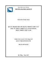 Quản trị rủi ro tín dụng trong cho vay đầu tư phát triển của ngân hàng phát triển việt nam (tt) 