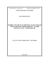 Nghiên cứu đề xuất phương án quy hoạch tổng thể phát triển kinh tế   xã hội huyện ea súp   tỉnh đắklăk 