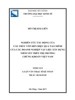 Nghiên cứu tác động của cấu trúc vốn đến hiệu quả tài chính của các doanh nghiệp vật liệu xây dựng niêm yết trên thị trường chứng khoán việt nam (tt) 
