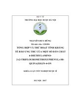 Tổng hợp và thử hoạt tính kháng tế bào ung thư của một số dẫn chất 6   diethylamino   2 (2  triflourethoxyphenyl)   3h  quinazolin   4   on 