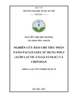 Nghiên cứu bào chế tiểu phân nano paclitaxel sử dụng poly (acid lactic   co   glycolic) và chitosan 