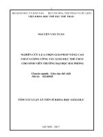 Nghiên cứu lựa chọn giải pháp nâng cao chất lượng công tác giáo dục thể chất cho sinh viên Trường Đại học Hải Phòng (tt)