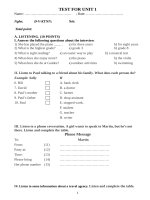 đề kiểm tra tiếng anh 9 học kỳ 1