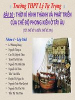 Bài 10. Thời kì hình thành và phát triển của chế độ phong kiến ở Tây Âu (Từ thế kỉ V đến thế kỉ XIV)